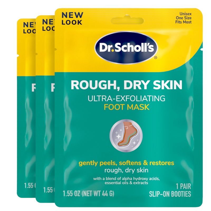 Dr. Scholl's Rough, Dry Skin Ultra Exfoliating Foot Peeling Mask, 3 Pairs Moisturizing Socks Gently Peels and Softens, with Urea, Dry Skin Callus Remover for Feet