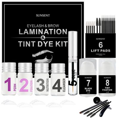 Brow Lamination Kit 4 in 1 | Black, SUNSENT Lash Lift Kit Eyelash Lift Kit, Instant Eyelash and Eyebrow Quick Perm Lift For Eyelash Growth 12-weeks Long Lasting, KERATIN Safe Use for Home Salon