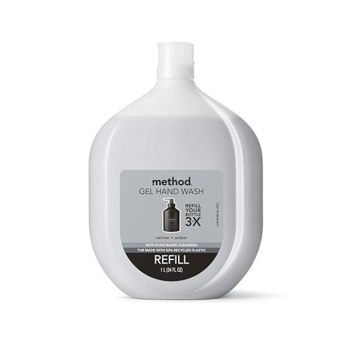 Method Gel Hand Soap Refill, Vetiver  Amber, Biodegradable Formula, 34 Fl Oz (Pack of 1)