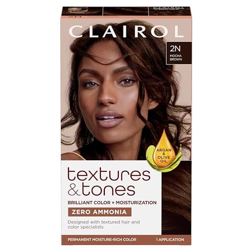 Clairol Textures &amp; Tones Permanent Hair Dye, 2N Mocha Brown Hair Color, Pack of 1