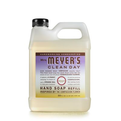 MRS. MEYER&#39;S CLEAN DAY Hand Soap Refill, Made with Essential Oils, Biodegradable Formula, Compassion Flower, Packaging May Vary, 33 fl. oz