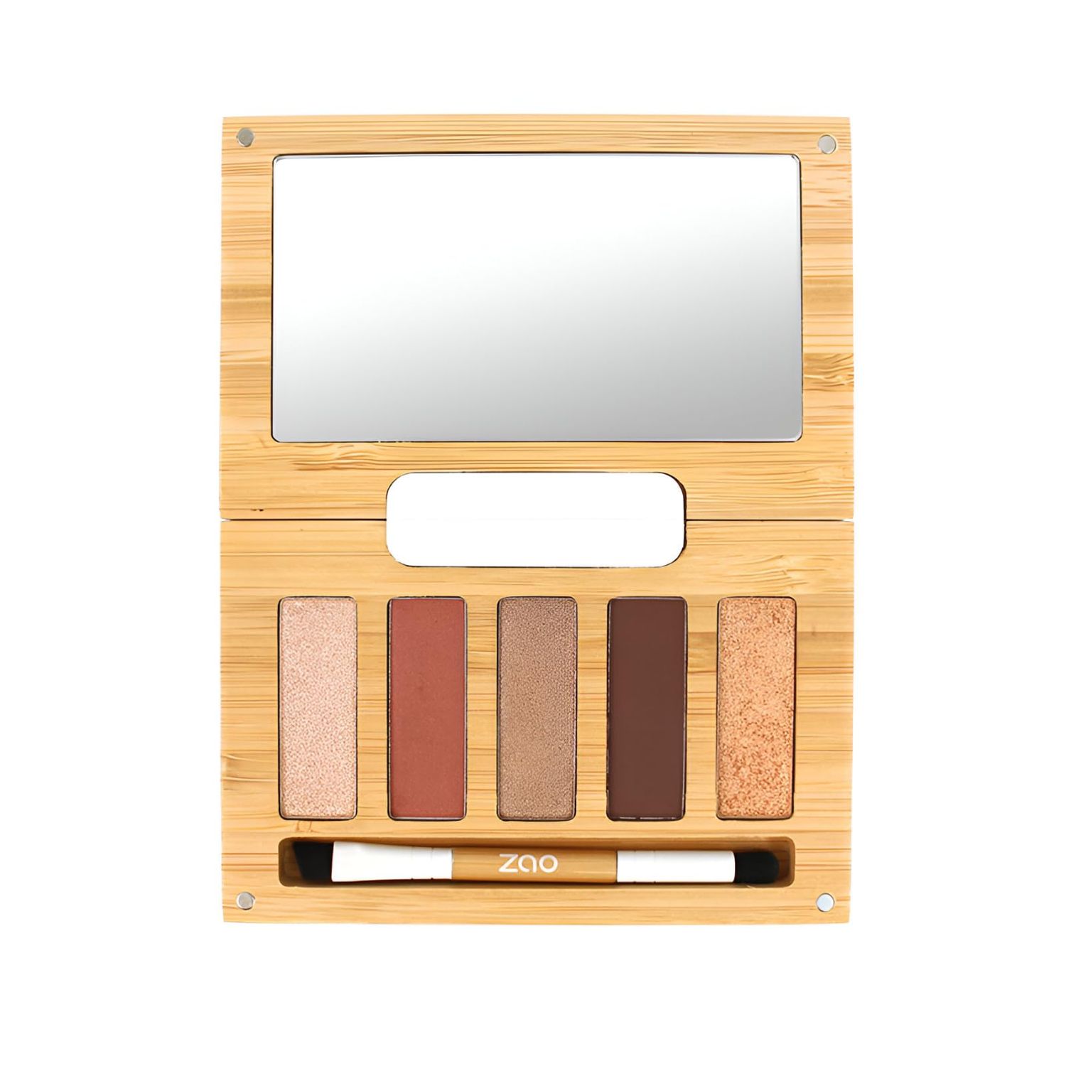 Zao Eyeshadow Palette 5 Shades Pearly, Matte, Ultra Shiny Face Smokey Eye Make Up Highly Pigmented Warm Tones Contouring &amp; Highlighting Blendable Long Lasting Cosmetics Travel Kit 6.5g (Spicy Chic)