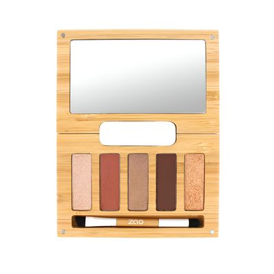Zao Eyeshadow Palette 5 Shades Pearly, Matte, Ultra Shiny Face Smokey Eye Make Up Highly Pigmented Warm Tones Contouring &amp; Highlighting Blendable Long Lasting Cosmetics Travel Kit 6.5g (Spicy Chic)