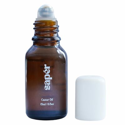Castor Oil Roller Glass Bottle for Eyebrow, Eyelashes, Skin, Lips - Certified Organic 100% Pure Castor Oil, Cold Pressed, Hexane Free, Unrefined - Vegan, Mess Free Roll On Application, Single-Origin