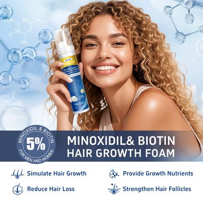 5% Topical Minoxidil Foam, Minoxidil for Men and Women, Infused with Biotin, Hair Growth Treatment, Supports Thicker and Fuller Hair & Beard (Minoxidil Foam 4.22Oz, 2-Month Supply)