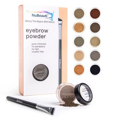 Natural Eyebrow Powder Eyebrow Kit - Mica Brow Powder Eyebrow Makeup Kit with Professional Angled Eyebrow Brush - 10 Natural Shades - No Parabens or Chemicals - Eyebrow Shaper Kit by NuBeauti