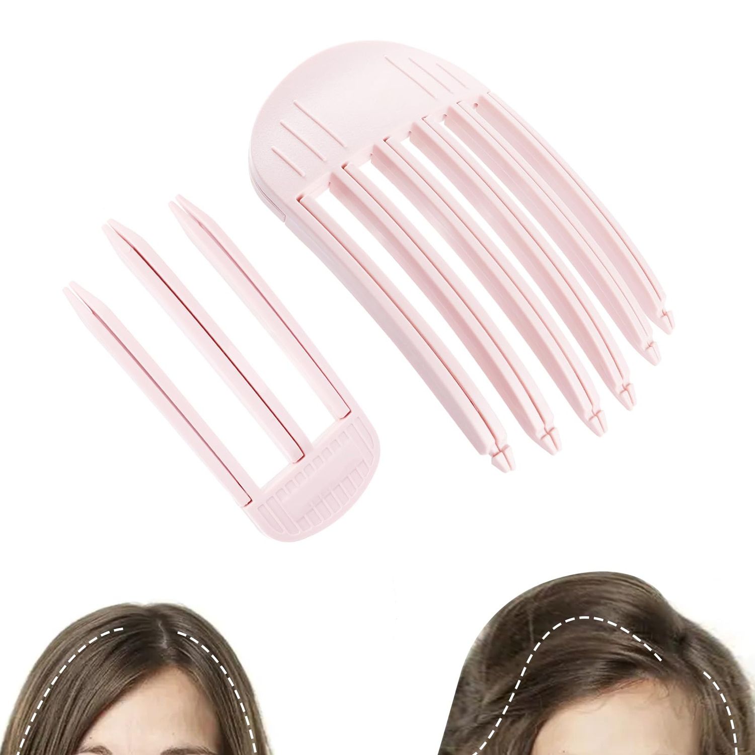 2PCS Hair Volume Clip for Fluffy Bangs, Easy High Crown Volume Comb for Women, Volumizing Hair Clips Instant No-Trace Hair Root Lifting Clips for Natural Voluminous Look, Pink