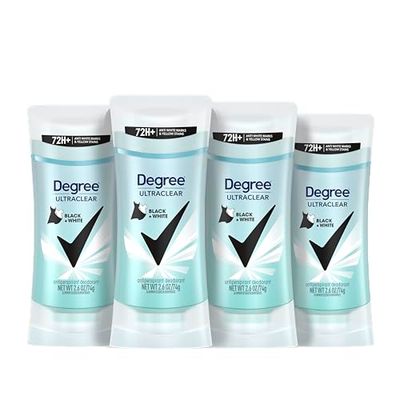 Degree Women&#39;s BlackWhite 4 Count Antiperspirant Balm 2.6 oz - Protects from Deodorant Stains, Fresh Scent, 48H Non-Stop Protection