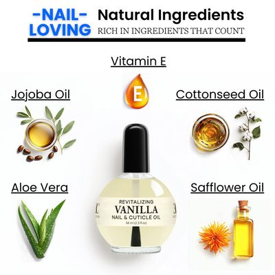 Ellie Chase Moisturizing Cuticle & Nail Care Oil 2.3 Fl Oz - Vanilla Scented - Infused with Jojoba Oil, Aloe, Vitamin E - Nail & Cuticle Hydration, Repair, Moisturizer, Strengthener, Growth