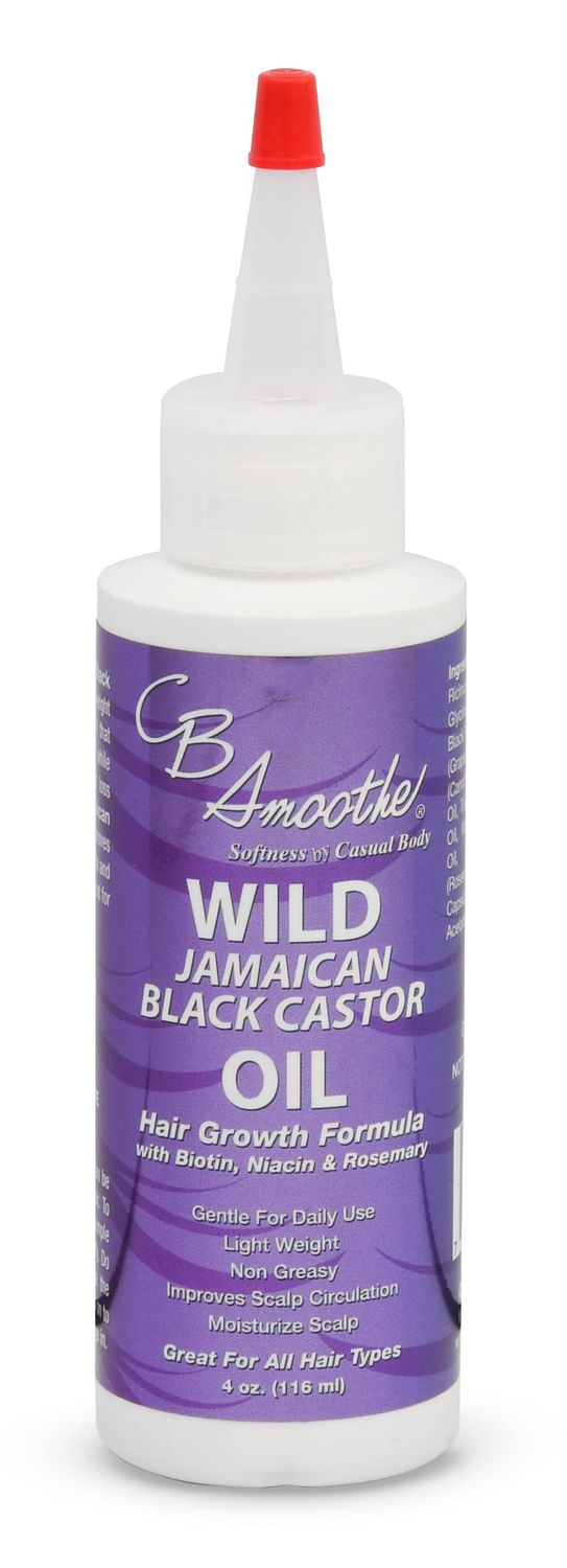 CB Smoothe Wild Jamaican Black Castor Oil - Healthy Hair Growth Serum With Biotin, Niacin, &amp; Rosemary - Promotes Scalp Circulation &amp; Natural Growth - Lightweight, Non Greasy Formula - 4oz Bottle