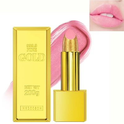 BEUKING Gold Lipstick Velvet Nude Red Pink Lip Tint Non-Smudge High Pigment Not Fade Smooth Long-Lasting Wear Non-Stick Cup Waterproof Matte Lady Lip Gloss for Girl Women Lady Daily Lip Makeup (#1)