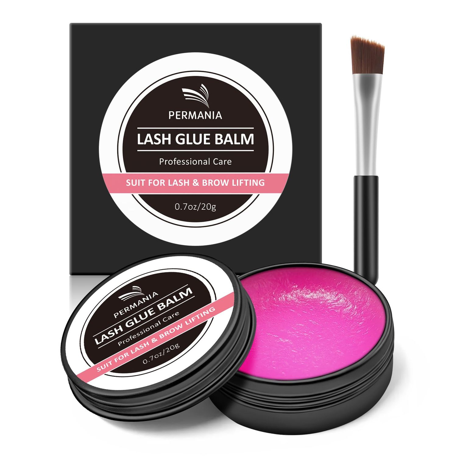 PERMANIA Lash Lift Glue Balm, Lash Lift Adhesive New Brow Lamination Glue Soft Fruity Strong Viscosity and Water Solubility for Lash Lift Kit (Rose Peach)