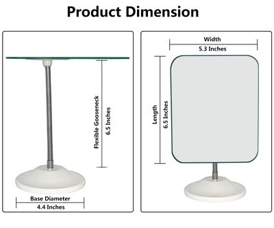 YEAKE Adjustable Flexible Gooseneck Makeup Mirror,360Rotation Folding Portable Desk Vanity Mirror with Stand Shower Shaving Cosmetic Mirror Square