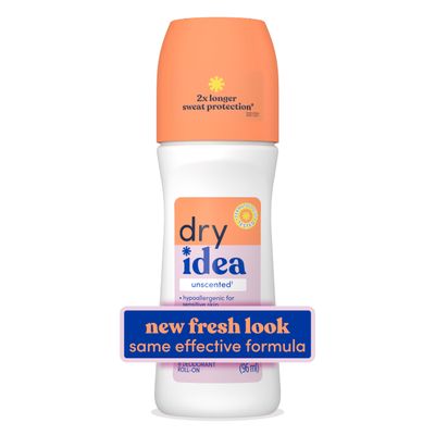 Dry Idea Roll-On Deodorant &amp; Antiperspirant | 2X Longer Sweat Protection | 72-Hour Odor Protection | Unscented &amp; Hypoallergenic for Sensitive Skin, 3.25 oz.