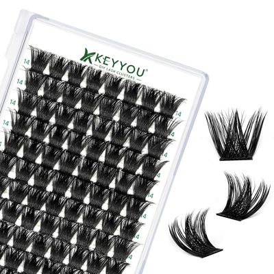 Lash Clusters 96pcs Individual Lashes Y02 D Curl 14mm Eyelash Clusters KEYYOU Volume Wispy Lash Extension Soft&amp;Comfortable Easy DIY at Home(Y02,D-14mm)