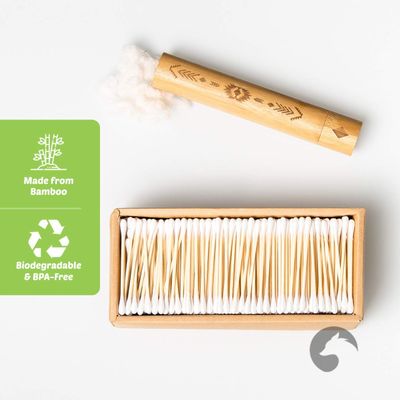 Bamboo Cotton Swabs 500 Count | Biodegradable &amp; Organic Wooden Cotton Buds | Double Tipped Ear Sticks | 100% Eco-Friendly &amp; Natural | Perfect for Ear Wax Removal, Arts &amp; Crafts, Removing Dust &amp; Dirt