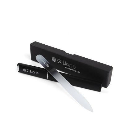G.Liane Crystal Glass Nail File Professional Double Sided Etched Fingernail Files (Rainbow Black)
