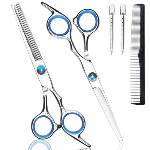 YUQGAOP Hair Cutting Scissors Set, Professional Stainless Cutting Hair Scissors, Barber Hair Cutting Scissors Thinning Shears Sharp Blades Hairdresser Haircut for WomenMenKids