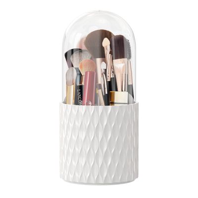 DooGooCoo Makeup Brush Holder Upgrade Dustproof &amp; Waterproof 360 Rotating Cosmetics Make up Brush Organizer Storage with Lid for Vanity