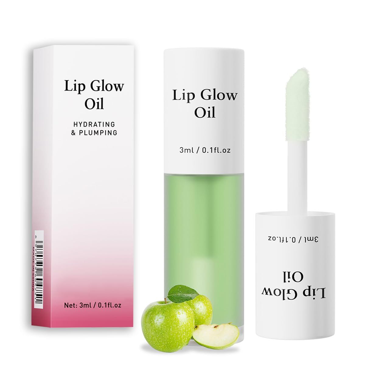 Tiejdhr Korean Lip Oil - Fruity Flavor Lip Glow Oil, Moisturizing Hydrating &amp; Nourishing Non-stick Cup Transparent Plumping Lip Gloss for Dry Lips &amp; Lip Care (06#Green Apple)