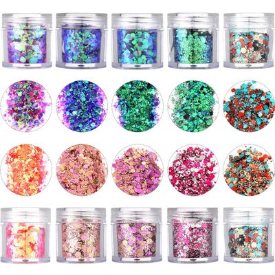 Onwon 10 Boxes Chunky Glitter Makeup Set. Colorful Mixed Cosmetic Glitters Flakes for Eye Shadow Body Nail Face Lips Hair Iridescent Flakes Cosmetic Paillette Sparkles Slime Supplies Powder Sequins
