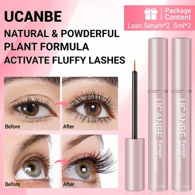 UCANBE 2Pcs Lash Serum(10ml), Eyelash Serum for Longer, Thicker Eyelashes and Eyebrows, Eyelash Growth Serum, Lash Enhancing Serum to Grow Fuller Healthier Stronger Eye Lashes &amp; Brows