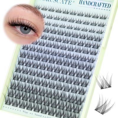 Wispy Lash Clusters Natural Eyelash Clusters C Curl Cluster Eyelash Extensions 8-14mm Individual Lashes 140pcs Handcrafted Eyelashes Individual Soft Lash Extension DIY Lashes Thin Band by CORUSCATE