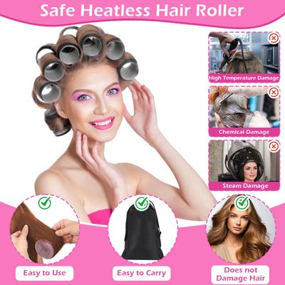 50Piece Hair Rollers Set, Self Grip Hair Rollers for Long Medium Short Hair, 4 Sizes of Hair Rolls(6 Jumbo  6 Large  6 Medium  6 Small  1 Storage Bag), and 24Pcs Hair Clips1Pcs Comb