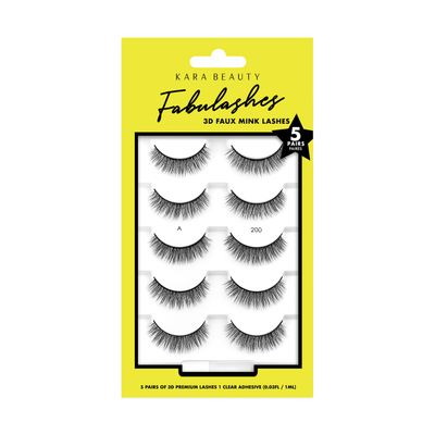 KARA BEAUTY FABULASHES 5 IDENTICAL PAIRS Multi-pack 3D Faux Mink False Eyelashes - Style KA5200