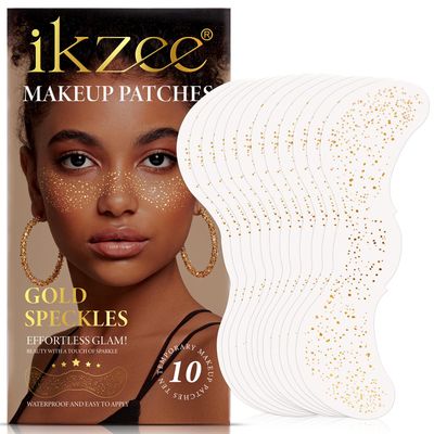 Glitter Freckles Face Tattoo, 10 Pcs Glitter Freckles, Gold Face Glitter Makeup Speckles, Glow Up Sparkle Makeup Patches - Cute Glitter Makeup Accessories for Women (Gold-003)