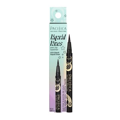 Pacifica Black Liquid Eyeliner Pen - Liquid Line - Felt tip, Smudge Proof Eyeliner - Water Resistant Gel Makeup Eye Liner - Matte Fine Tip Clean Beauty Vegan &amp; Cruelty-Free Dermatologist Tested