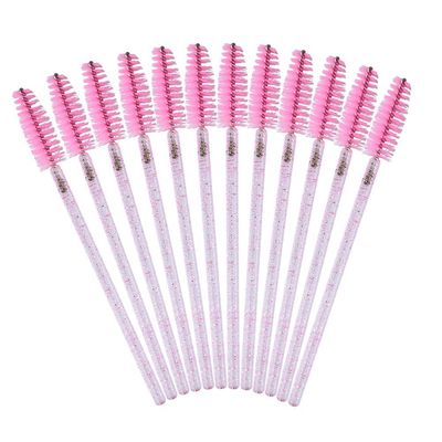 GCQQ 50PCS Mascara Wands,Crystal Pink Mascara Brushes, Disposable Eyelash Eyebrow Spoolies, Lash Brush for Makeup Eyelash Extensions, Eyebrow Spoolie for Lash Extension(Pink)