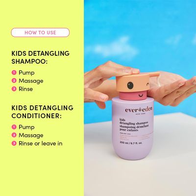 Evereden Kids Haircare Set Hair Detangling Shampoo & Conditioner for Children Ages 3, Plant Protein Peptides & Argan Oil, Vegan, Free from Sulfate, Paraben, Phthalate & Petrolatum