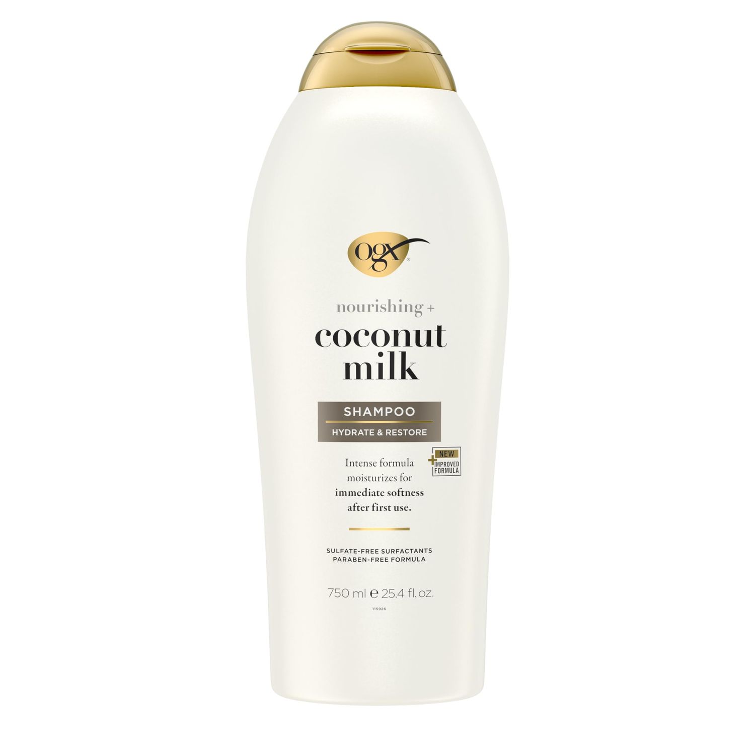 OGX Nourishing  Coconut Milk Shampoo, Hydrating &amp; Restoring Shampoo Moisturizes for Soft Hair After the First Use, Paraben-Free, Sulfate-Free Surfactants, 25.4 fl. oz