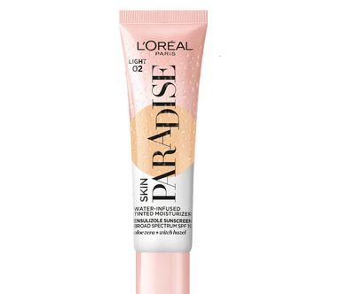 L&#39;Oreal Paris Skin Paradise Water-infused Tinted Moisturizer with Broad Spectrum SPF 19 sunscreen lightweight, natural coverage up to 24h hydration for a fresh, glowing complexion, Light 02, 1 fl oz