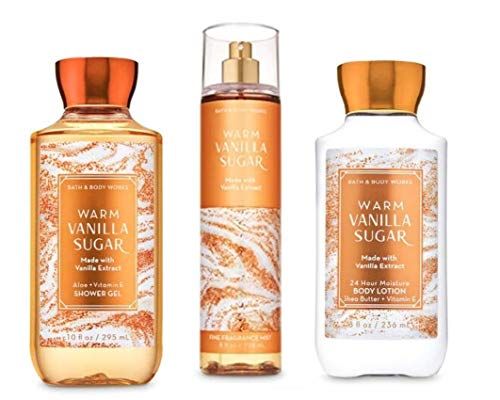 B &amp; Body Works Warm Vanilla Sugar - Full Size Set - Shower Gel, Body Lotion, Fine Fragrance Mist