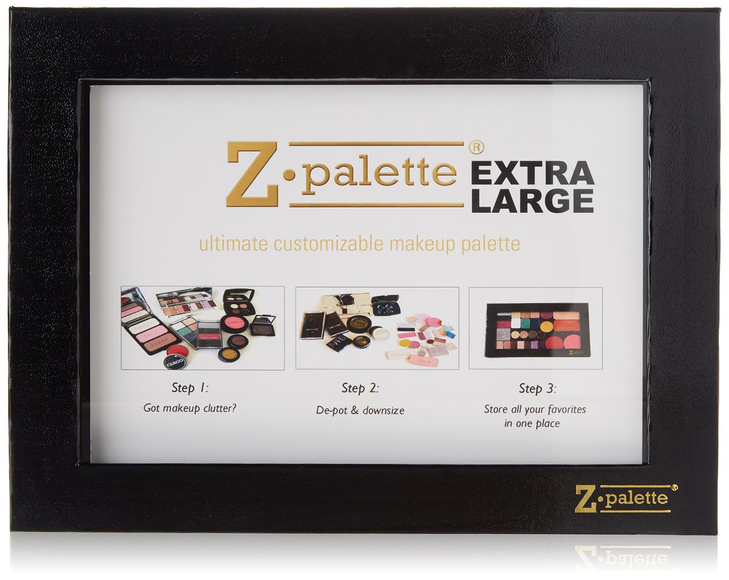 Z Palette Extra Large Black Empty Magnetic Makeup Palette with Clear Window