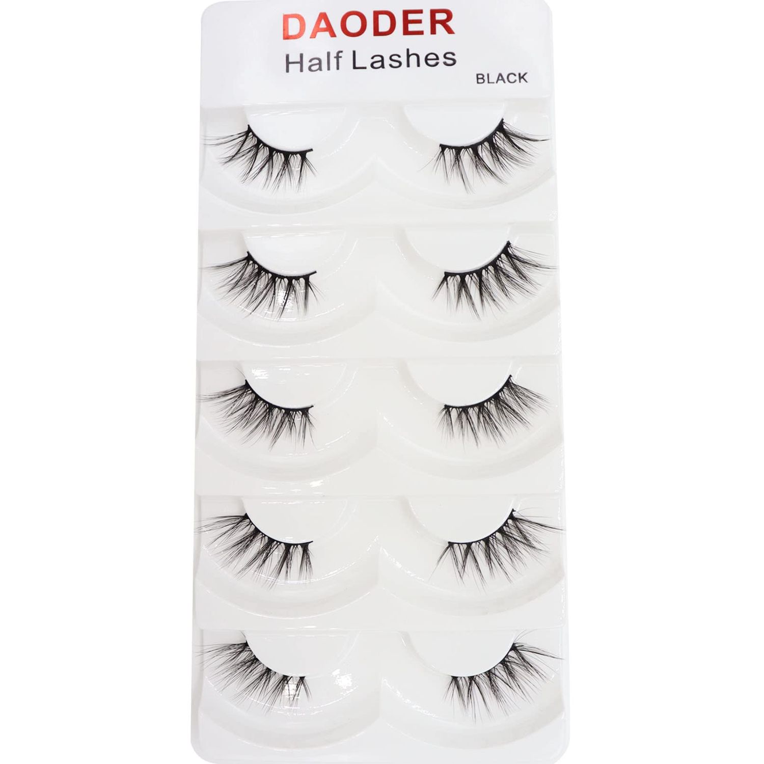 DAODER False Eyelashes Half Lashes Wispy Cat Eye Faux 3D Mink Lashes Natural Look Soft Handmade Wispies 7-15mm Eye Lashes For Eye Makeup 5 Pairs (Half Lashes 04)