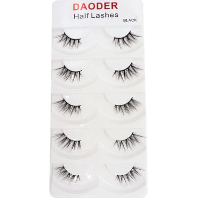 DAODER False Eyelashes Half Lashes Wispy Cat Eye Faux 3D Mink Lashes Natural Look Soft Handmade Wispies 7-15mm Eye Lashes For Eye Makeup 5 Pairs (Half Lashes 04)