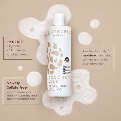 Purezero Coconut Milk Shampoo & Conditioner Set - 100% Vegan & Cruelty Free - Intense Hydration & Increase Shine - Zero Sulfates, Parabens, Dyes - Fight Dandruff & Frizz