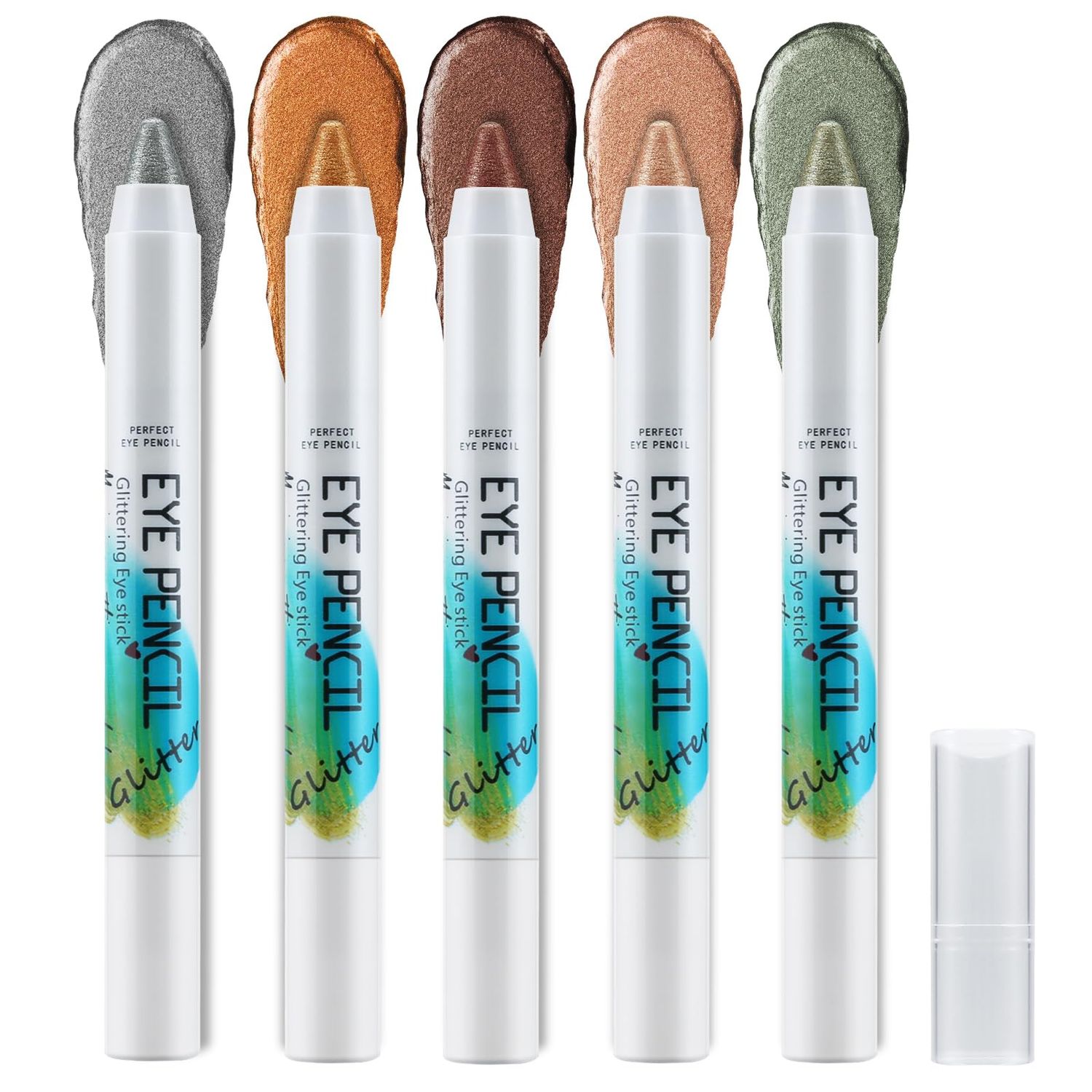 Apooliy 5 Colors Eyeshadow Stick Set,Metallic Shimmer Cream Eye Shadow,rightener Pencil,Waterproof &amp; Long-Lasting Eyeshadow Pen