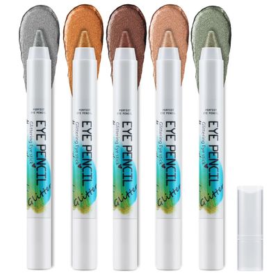 Apooliy 5 Colors Eyeshadow Stick Set,Metallic Shimmer Cream Eye Shadow,rightener Pencil,Waterproof &amp; Long-Lasting Eyeshadow Pen