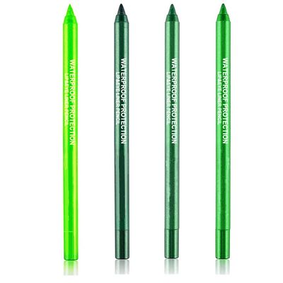 Go Ho 4 Colors Green Eyeshadow Pencil Set,Metallic Eyeliner Pencil Kit Matte&amp;Shimmer Eyeshadow Stick Long Lasting Professional Eye Makeup Colorful Eye Liner for Women