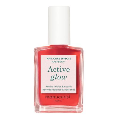 Manucurist Active Glow Raspberry Gel Nail Polish &amp; Care - Ultra-Glowy 2 in 1 Nail Concealer &amp; Care - Plant-Based Ingredients Sweet Almond Oil, Raspberry for Nourished Nail Rosy Mirror-Like Shine