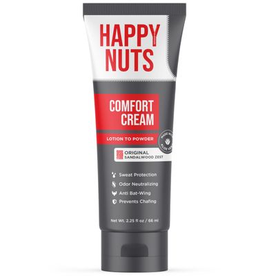 HAPPY NUTS Comfort Cream Deodorant For Men Anti-Chafing Sweat Defense, Odor Control, Aluminum-Free Mens Deodorant &amp; Hygiene Products for Men&#39;s Private Parts 2.25 oz. (Original)