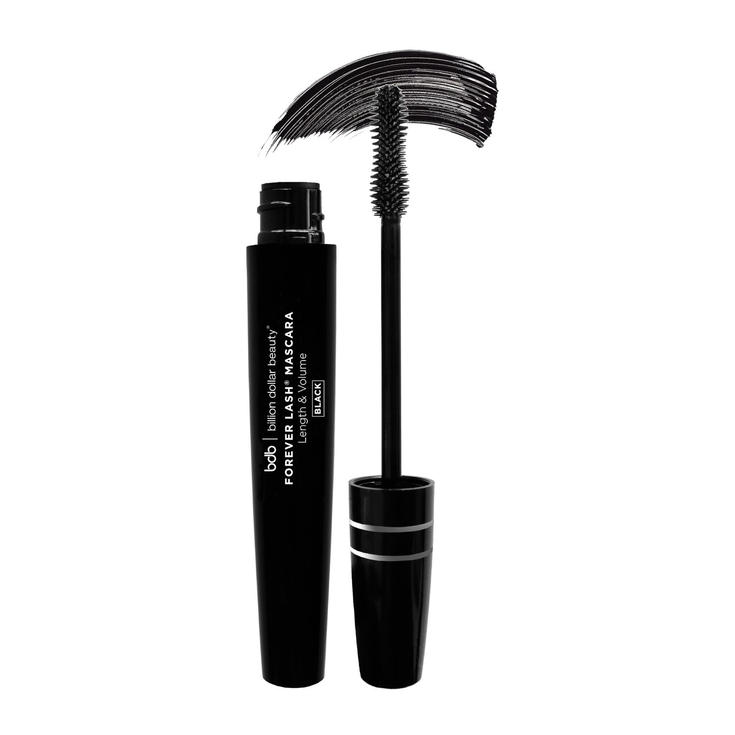 Billion Dollar Brows Forever Lash Mascara, Length &amp; Volume in Seconds, Waterproof Formula, Unique Silicone Wand, Professional Quality, Cruelty Free