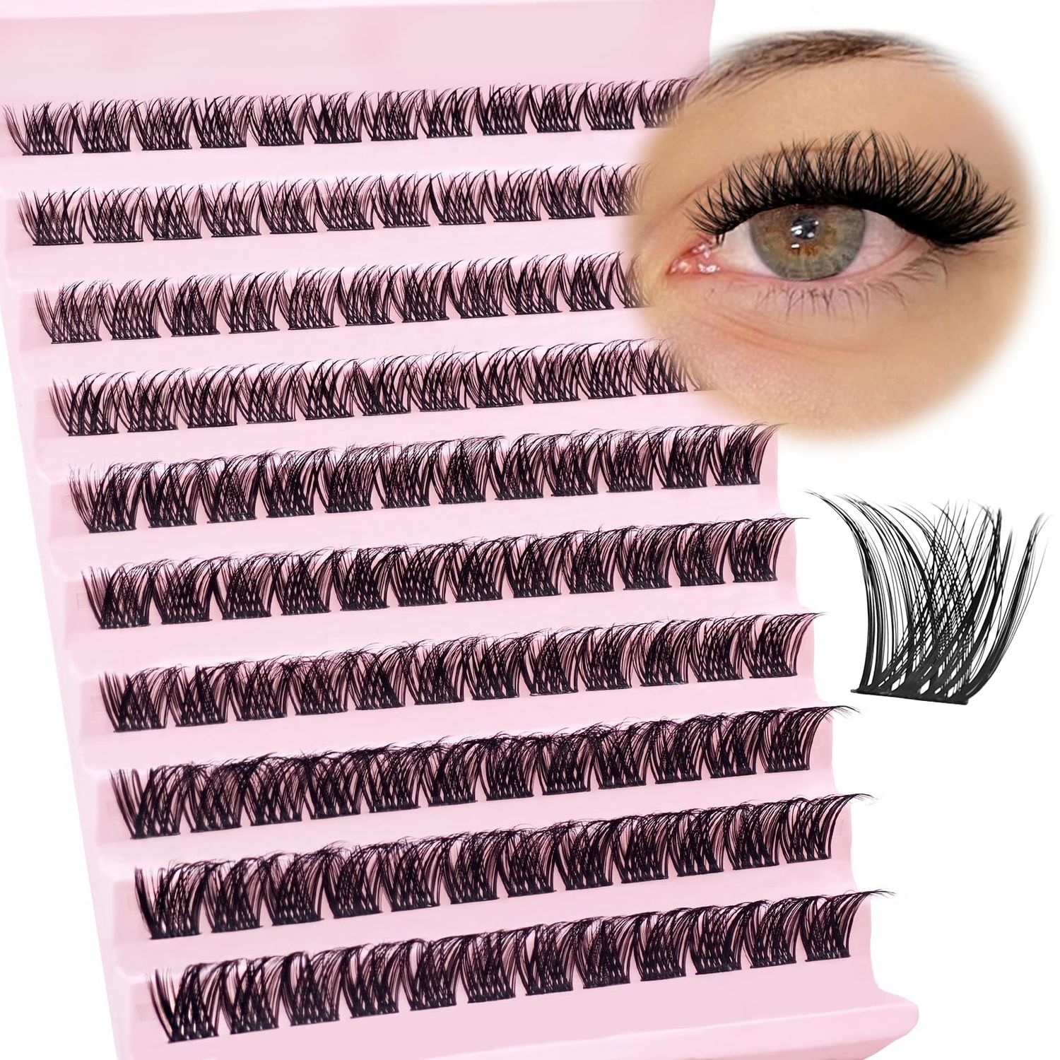 SLSXNL Natural Wispy Lash Clusters 9-14MM D Curl Cluster Eyelash Extensions Soft Eyelash Clusters,9mm 10mm 12mm 14mm False Eyelashes 120pcs Lash Clusters