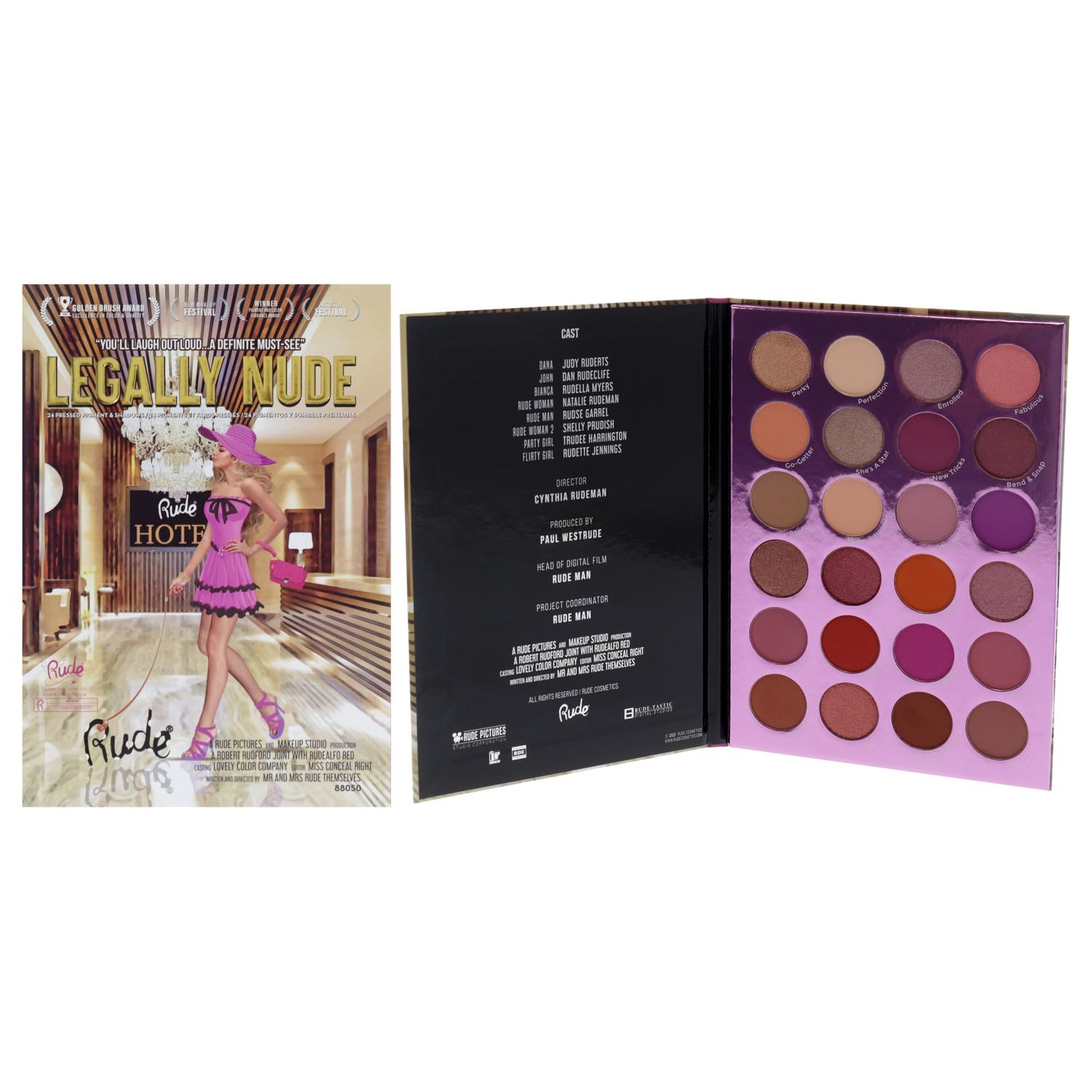 Rude Cosmetics Legally Nude 24 Eyeshadow Palette for Women - 0.98 oz Eye Shadow