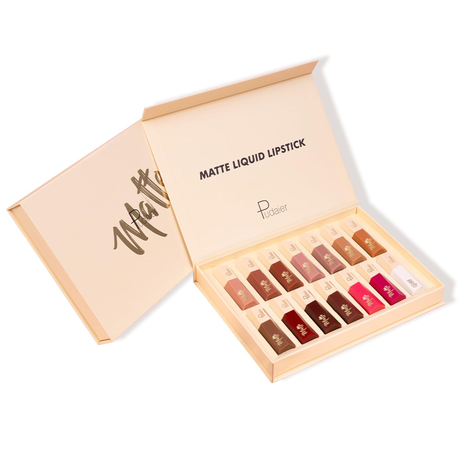 ZUK Pudaier 14Pcs Velvet Matte Lip Gloss Set, Long Lasting Non Stick Liquid Lipstick for Women Girls High Pigmented Lip Makeup Kit