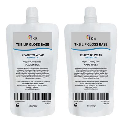 TKB Lip Gloss Base (Flexagel M) | Ready-to-Wear| Moisturizing, High Shine, Crystal Clear, Vegan and Cruelty free| Made in USA. (11 oz (2 of 5.5 oz bag))